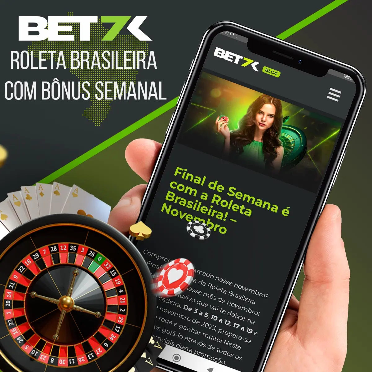 Roleta Brasileira com bônus semanal Bet7k