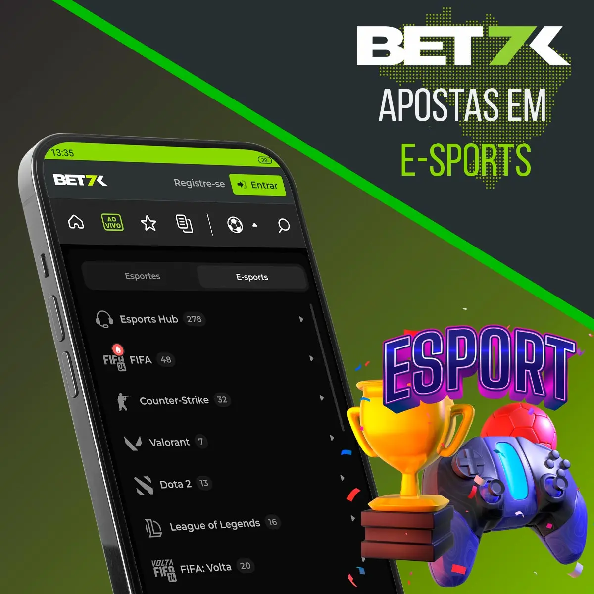 Apostas em eSports na casa de apostas Bet7k no Brasil