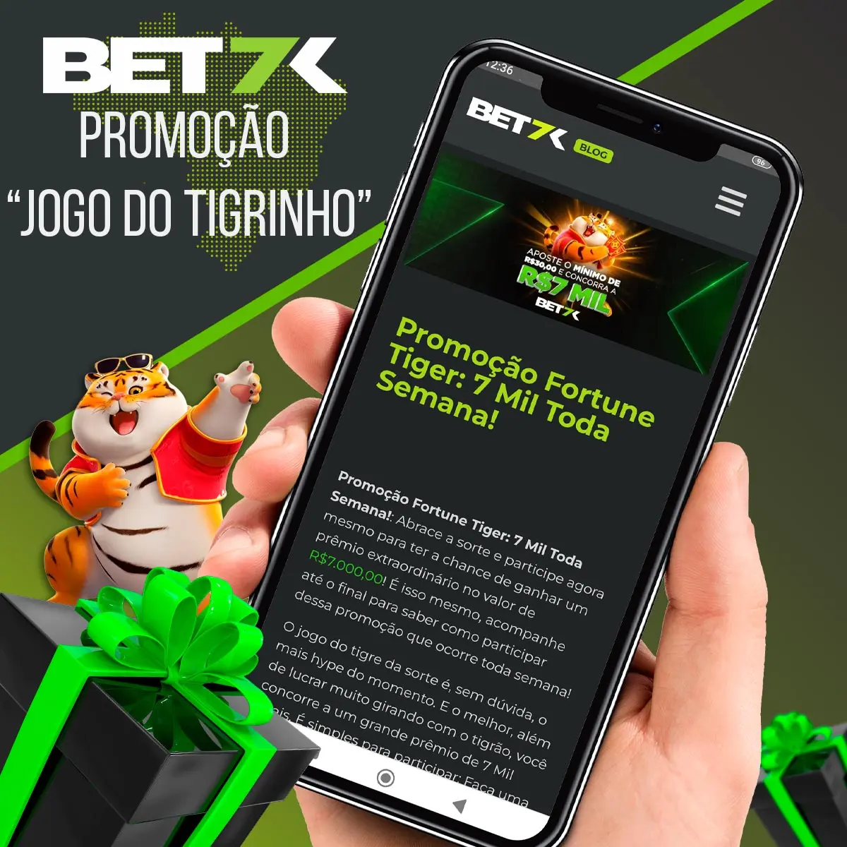 O Fortune Tiger é uma promoção semanal no aplicativo bet7k, disponível para todos os brasileiros.
