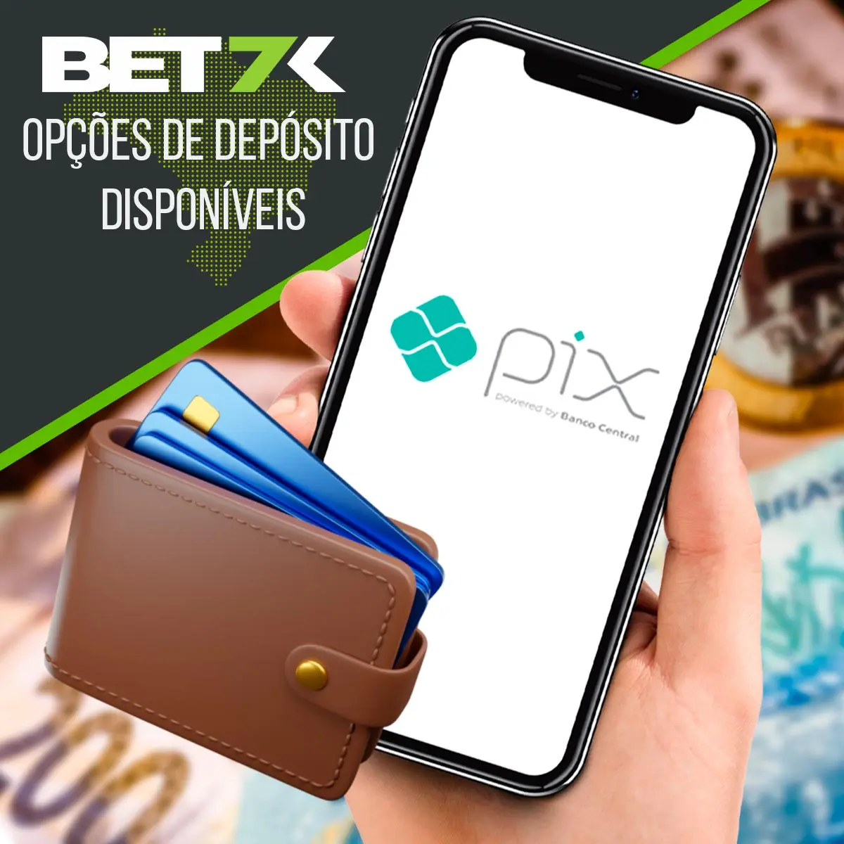 Visão geral das opções de depósito da Bet7k no Brasil