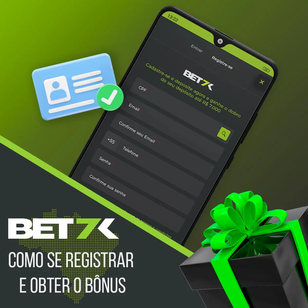 Instruções sobre como se registrar e receber bônus Bet7k